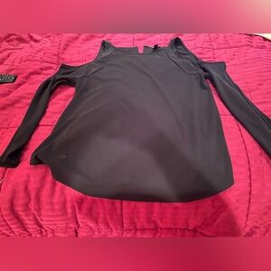 Ann Taylor black cold shoulder top with long sleeves
